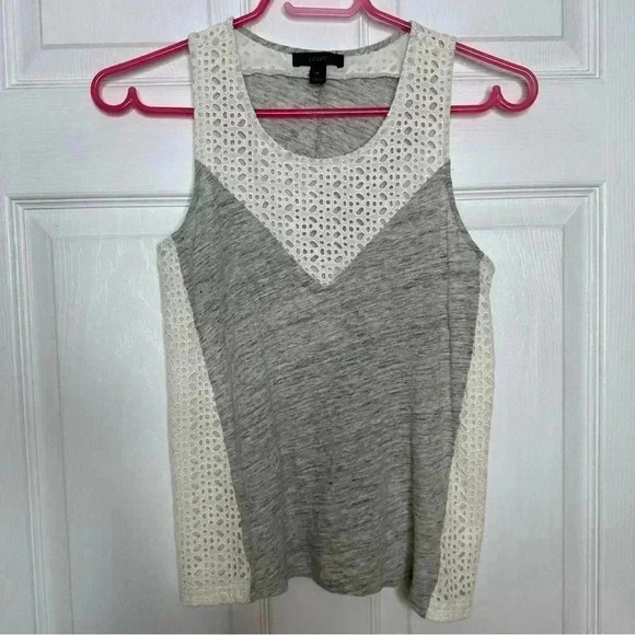 J. Crew Tops - J. Crew Tank Top Lace Grey & White  Size Extra Small